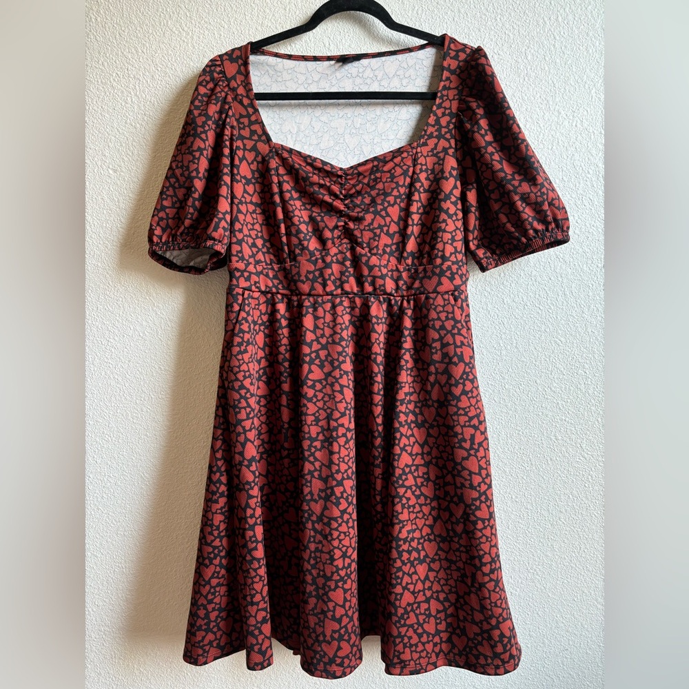 Torrid black and red heart print dress